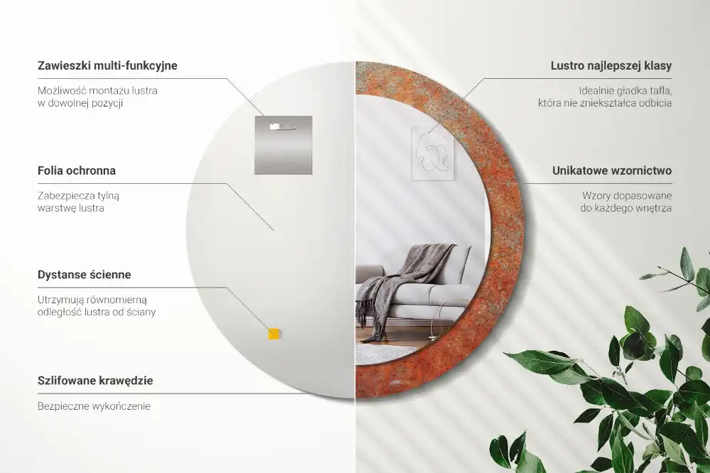 Specchio circolare stampato Metallo arrugginito