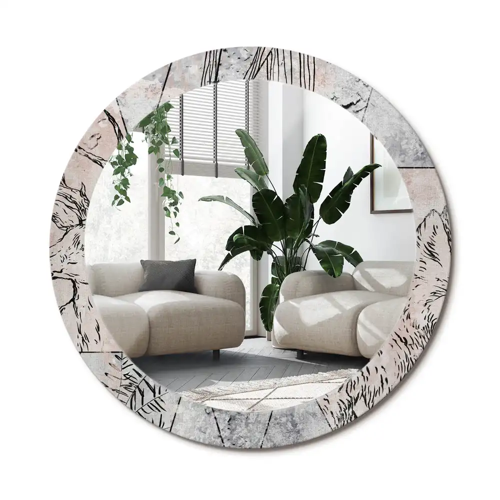 Specchio circolare stampato Animali astratti