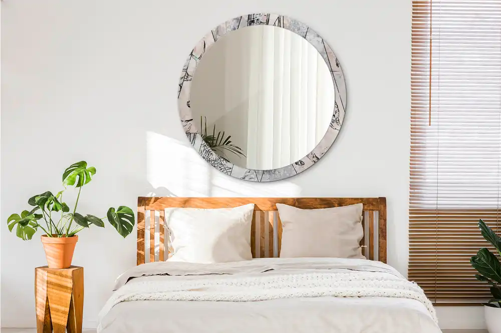 Specchio circolare stampato Animali astratti