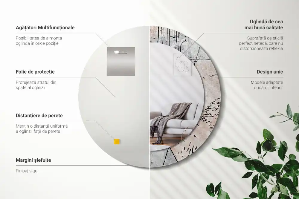 Specchio circolare stampato Animali astratti