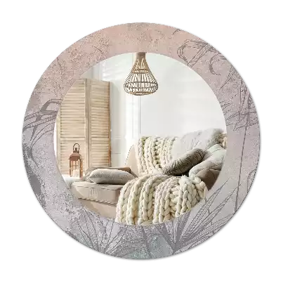 Specchio circolare decoro fiori tropicali