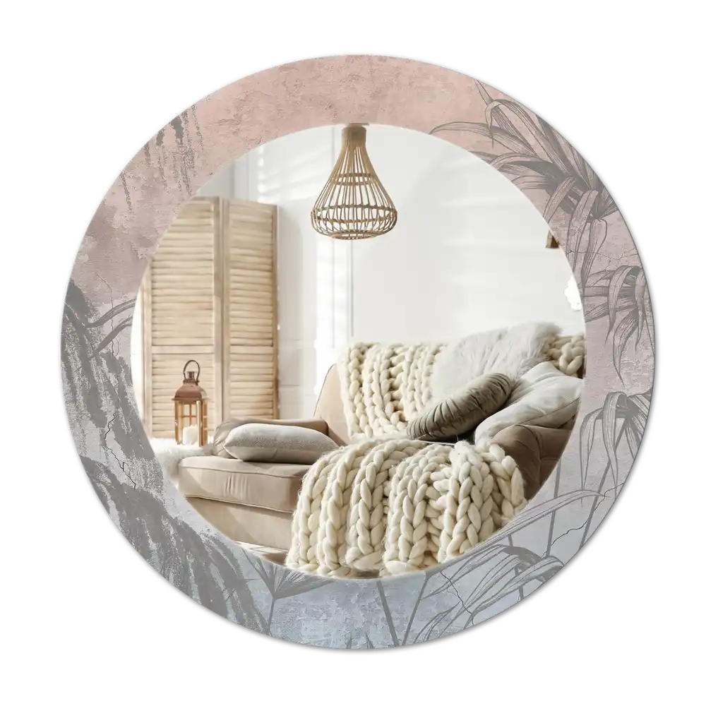 Specchio circolare decoro fiori tropicali