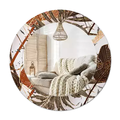 Specchio circolare stampato Foglie di palma