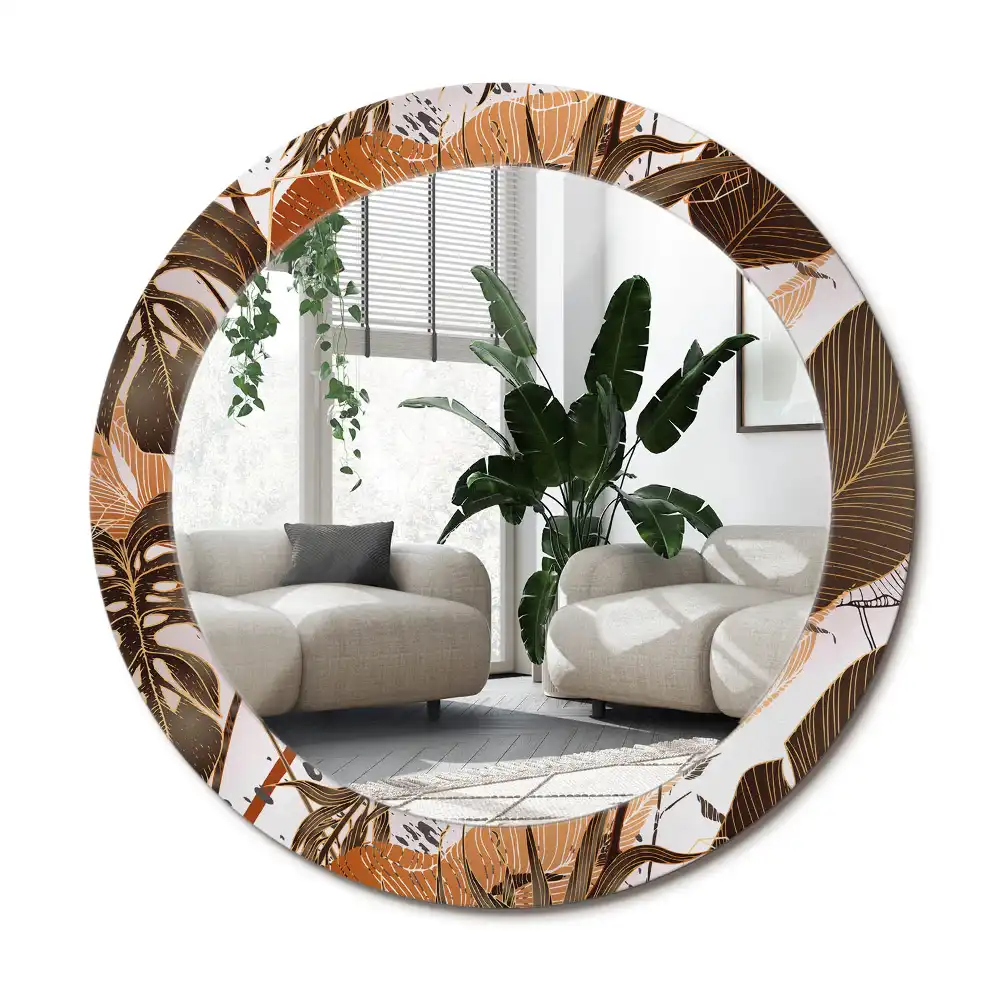 Specchio circolare stampato Foglie di palma