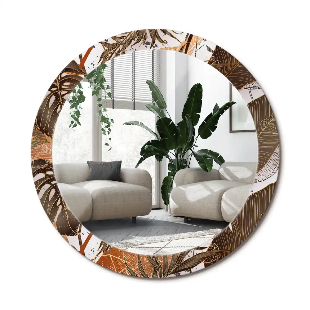 Specchio circolare stampato Foglie di palma