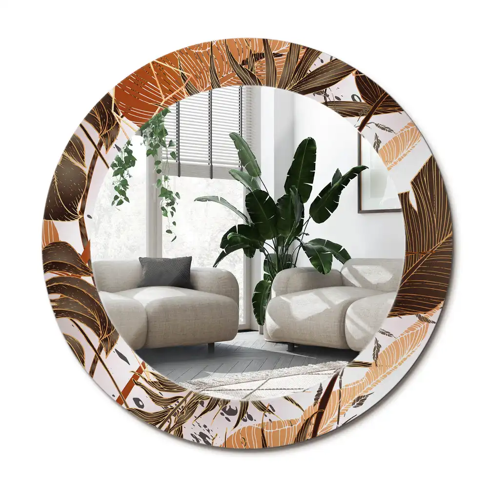 Specchio circolare stampato Foglie di palma