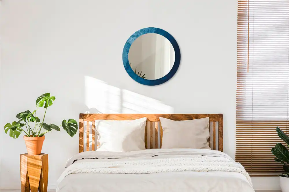 Specchio rotondo con cornice stampata Arte astratta