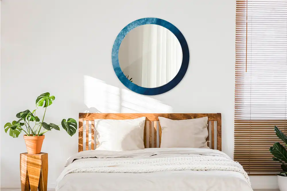 Specchio rotondo con cornice stampata Arte astratta