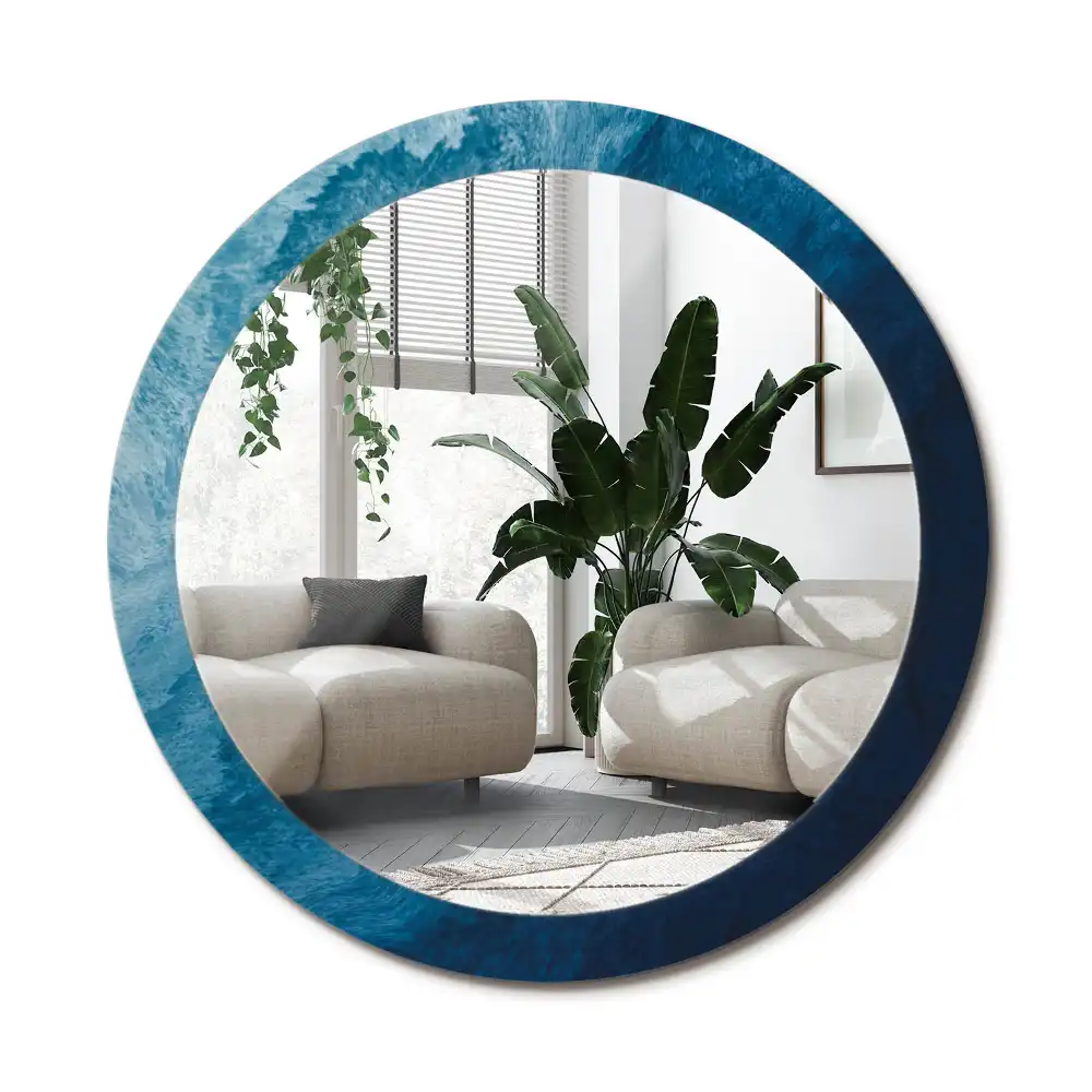 Specchio rotondo con cornice stampata Arte astratta