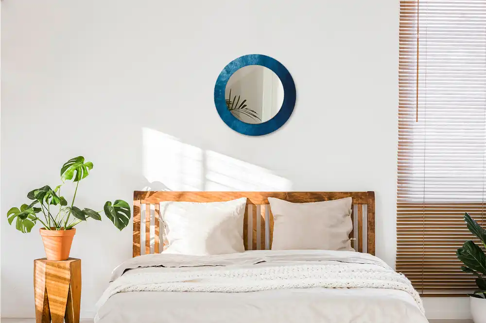 Specchio rotondo con cornice stampata Arte astratta