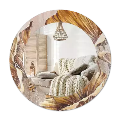 Specchio circolare decoro Foglie boho