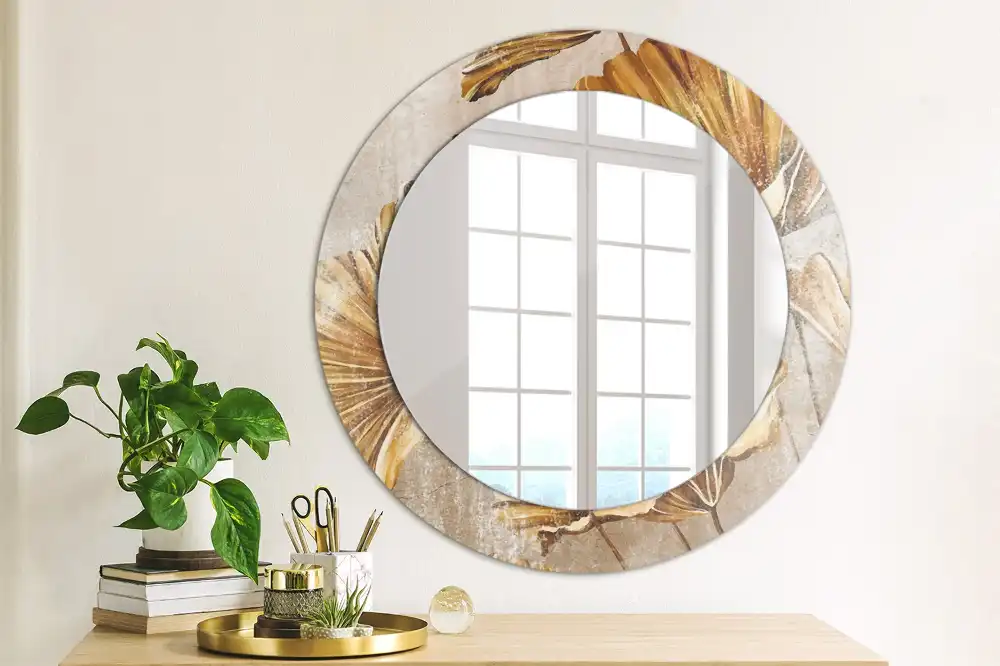 Specchio circolare decoro Foglie boho