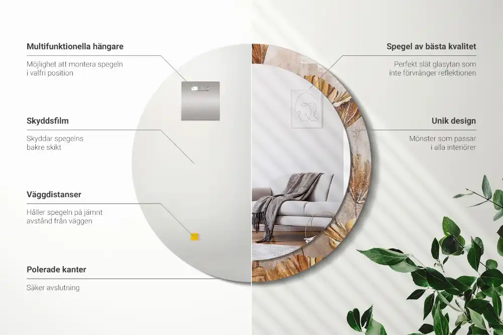 Specchio circolare decoro Foglie boho