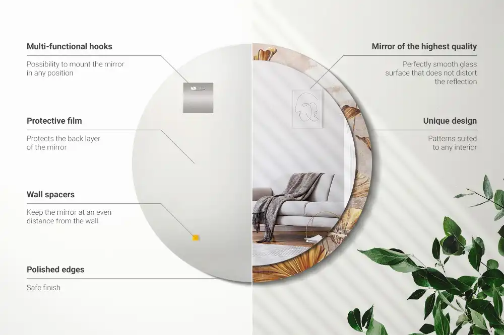 Specchio circolare decoro Foglie boho