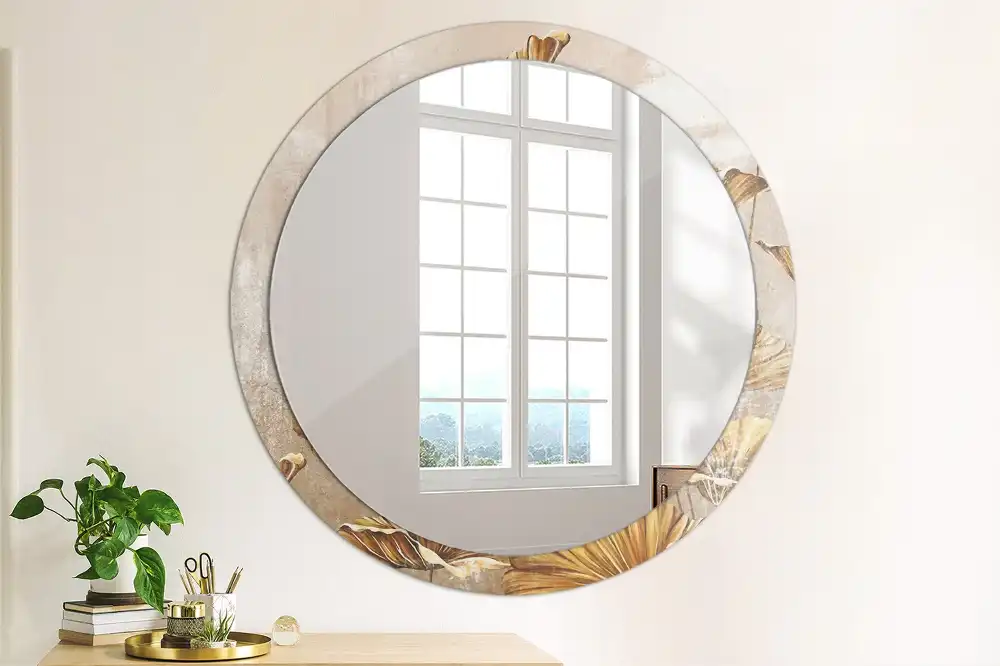 Specchio circolare decoro Foglie boho