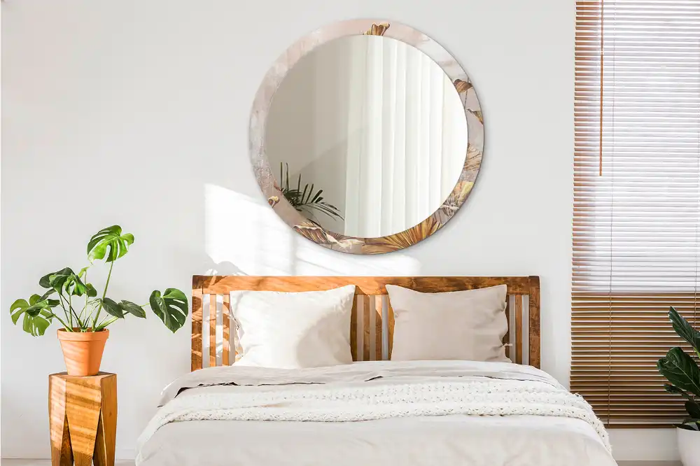 Specchio circolare decoro Foglie boho