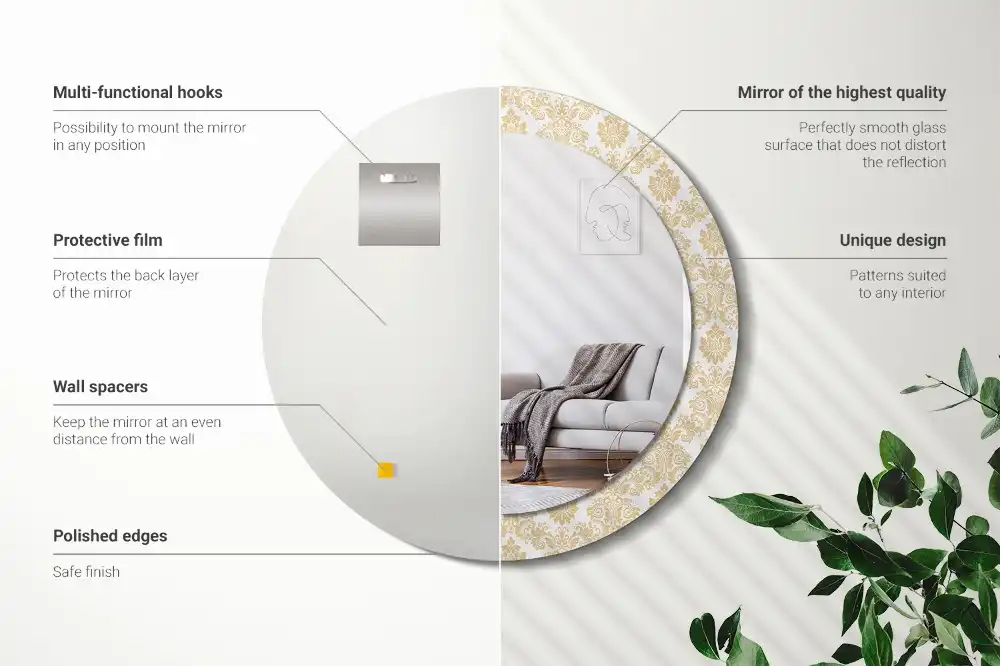 Specchio rotondo con cornice stampata modello barocco