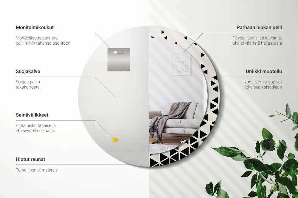 Specchio circolare stampato Astrazione geometrica