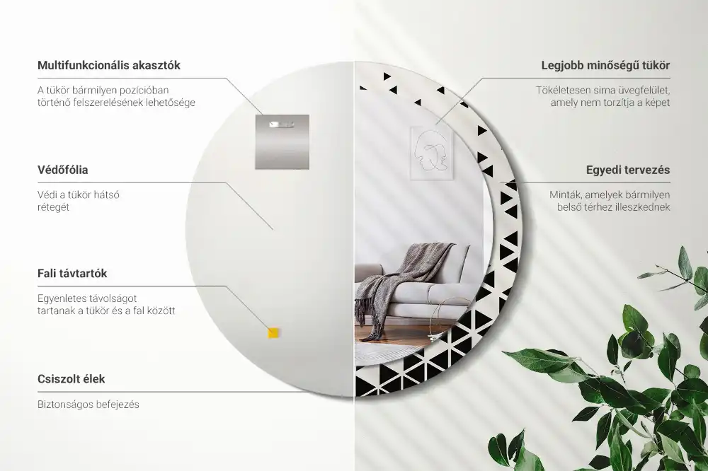 Specchio circolare stampato Astrazione geometrica