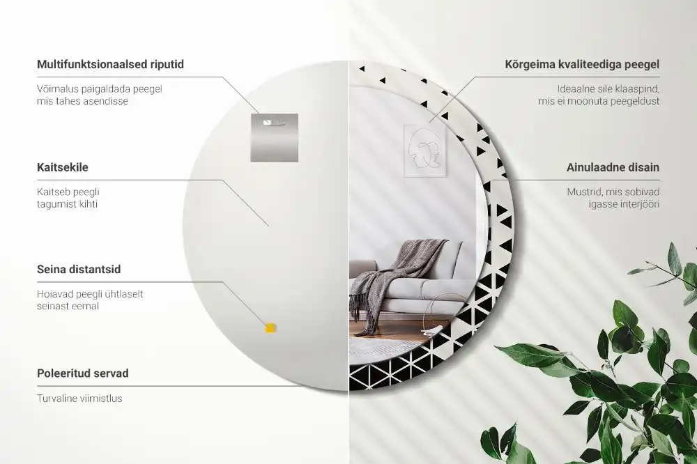 Specchio circolare stampato Astrazione geometrica