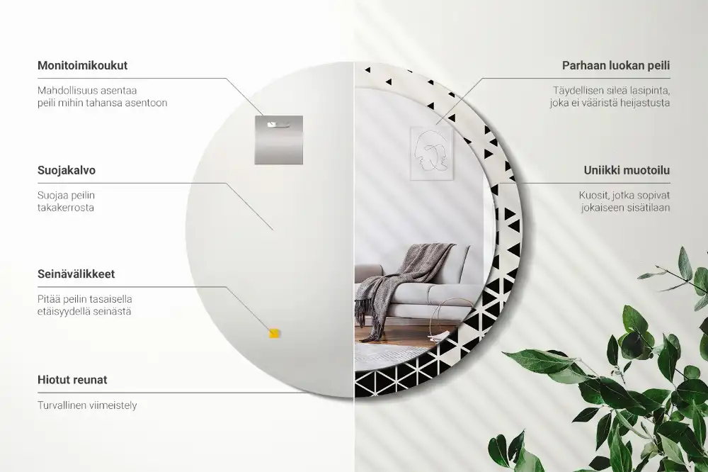 Specchio circolare stampato Astrazione geometrica