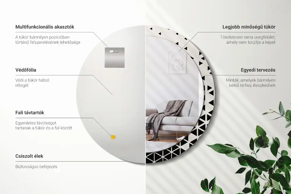 Specchio circolare stampato Astrazione geometrica