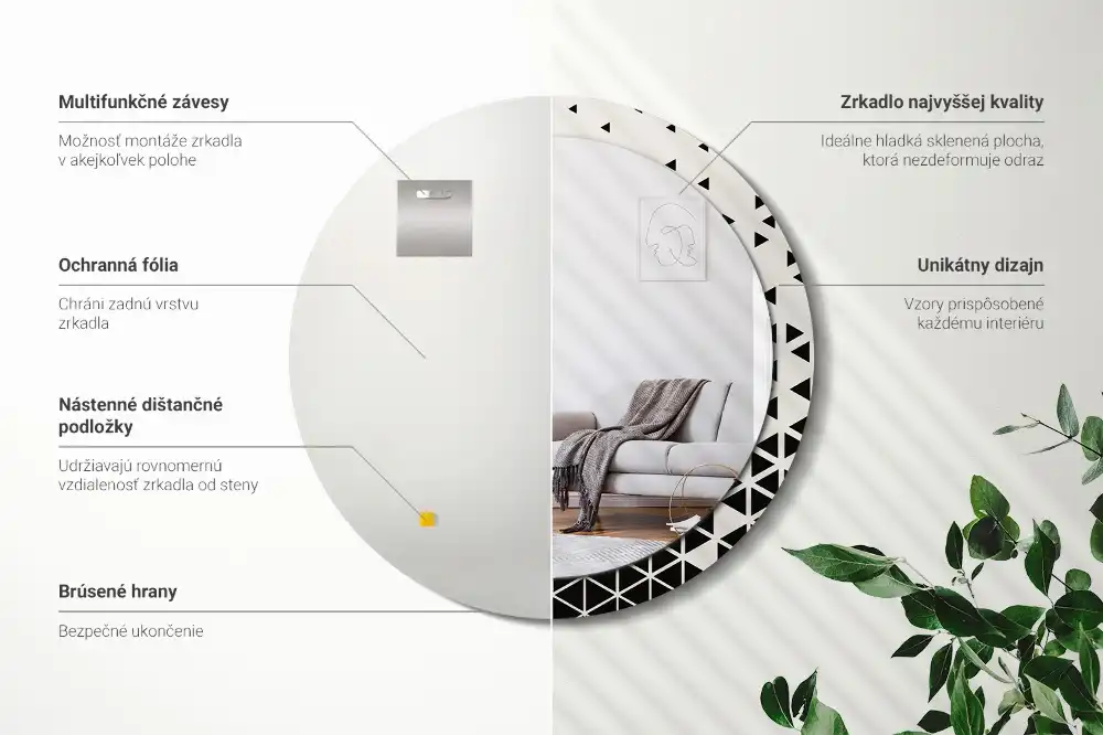 Specchio circolare stampato Astrazione geometrica