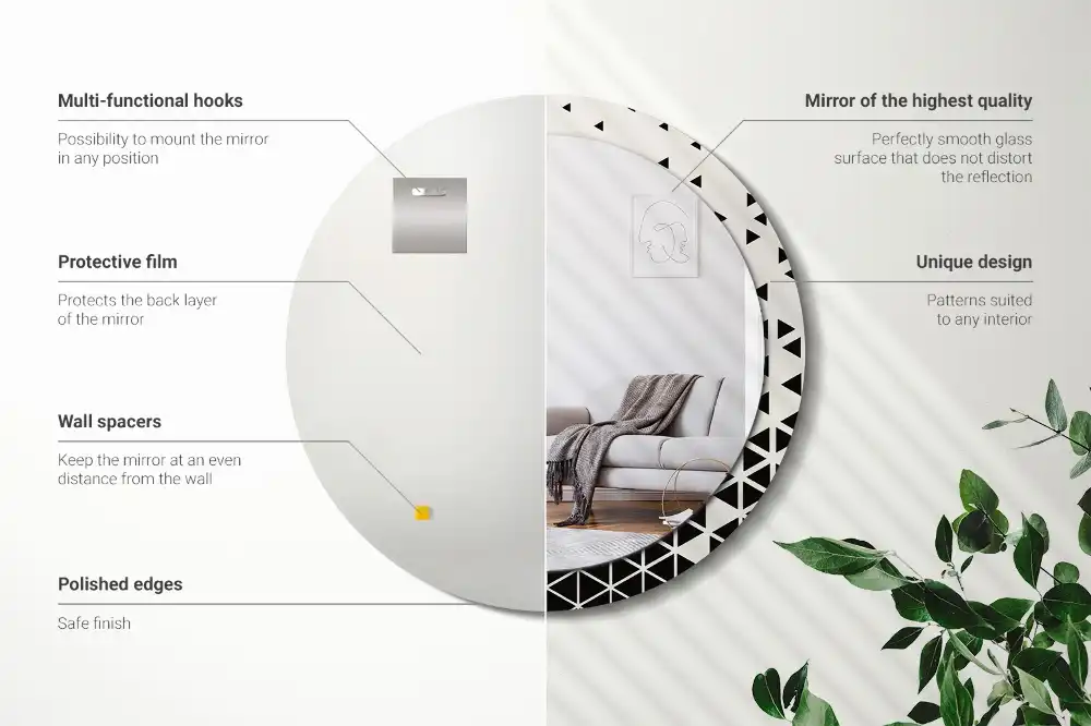 Specchio circolare stampato Astrazione geometrica