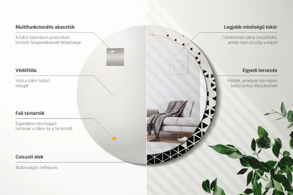 Specchio circolare stampato Astrazione geometrica