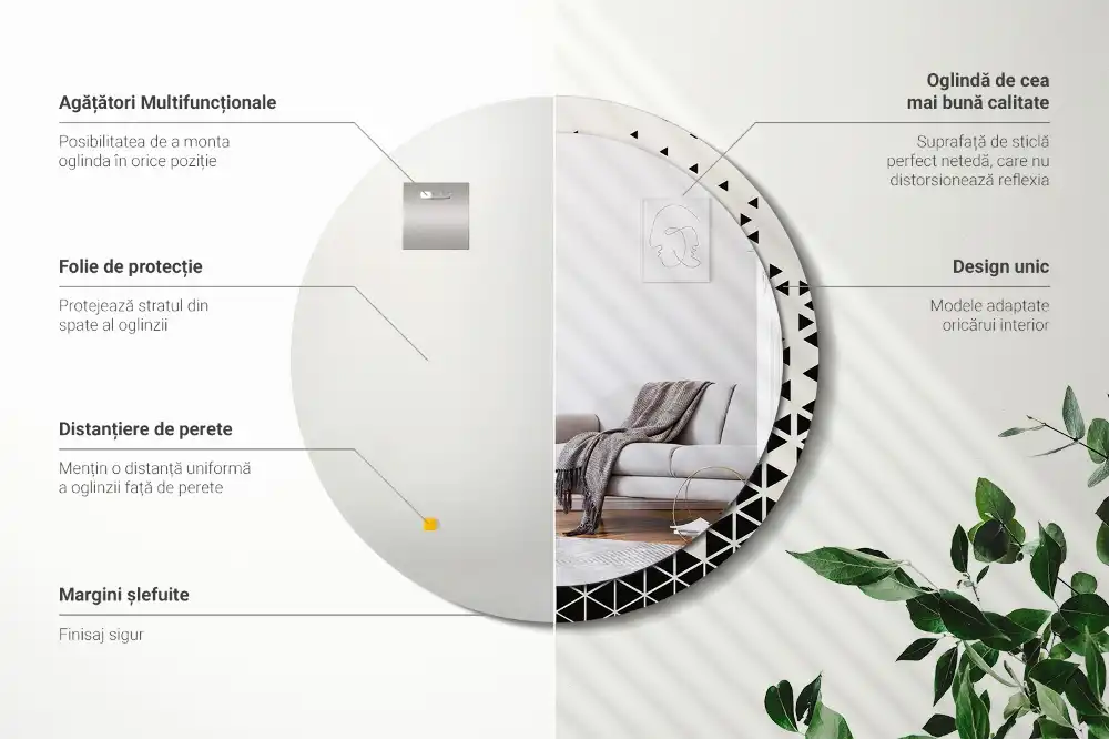 Specchio circolare stampato Astrazione geometrica