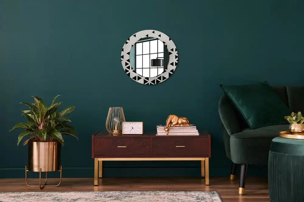 Specchio circolare stampato Astrazione geometrica