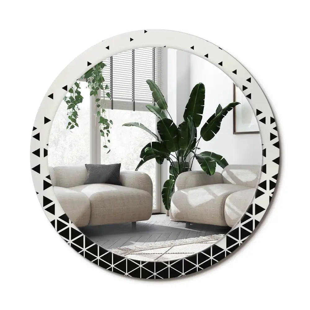 Specchio circolare stampato Astrazione geometrica