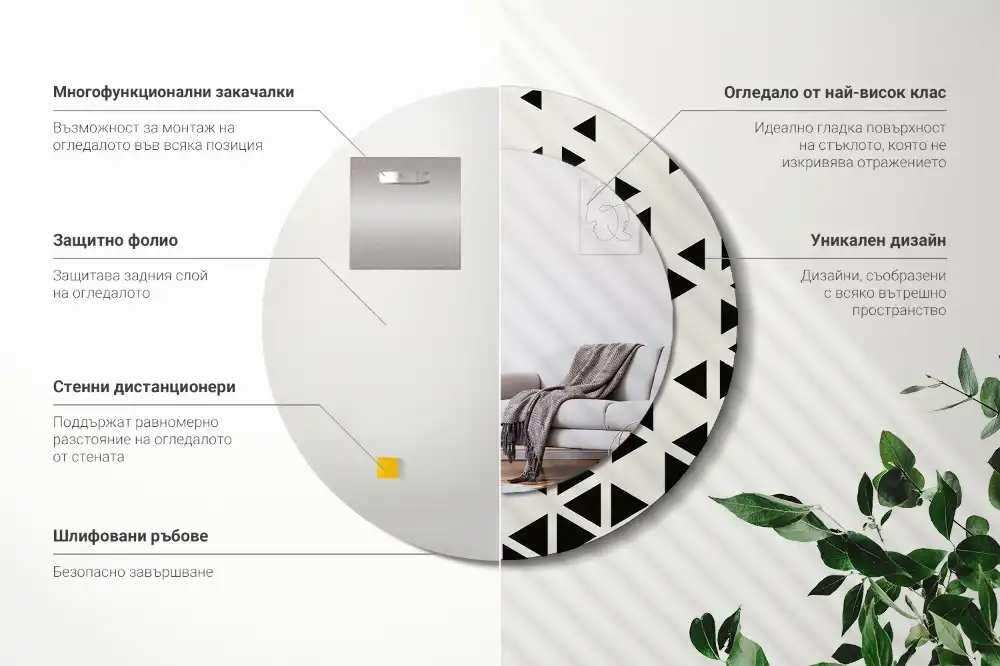 Specchio circolare stampato Astrazione geometrica