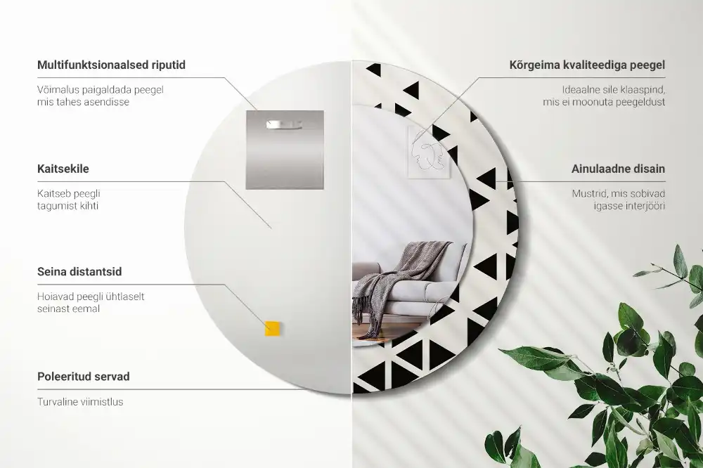 Specchio circolare stampato Astrazione geometrica