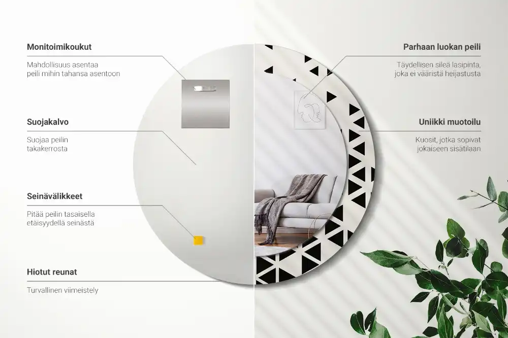 Specchio circolare stampato Astrazione geometrica