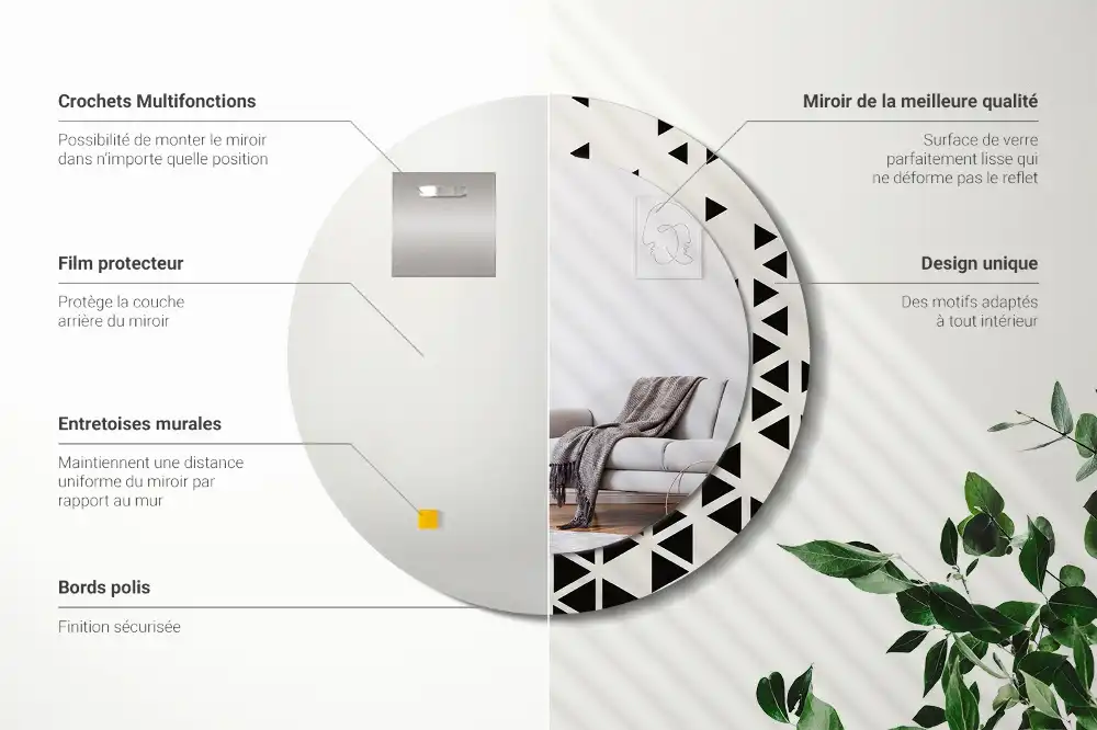 Specchio circolare stampato Astrazione geometrica