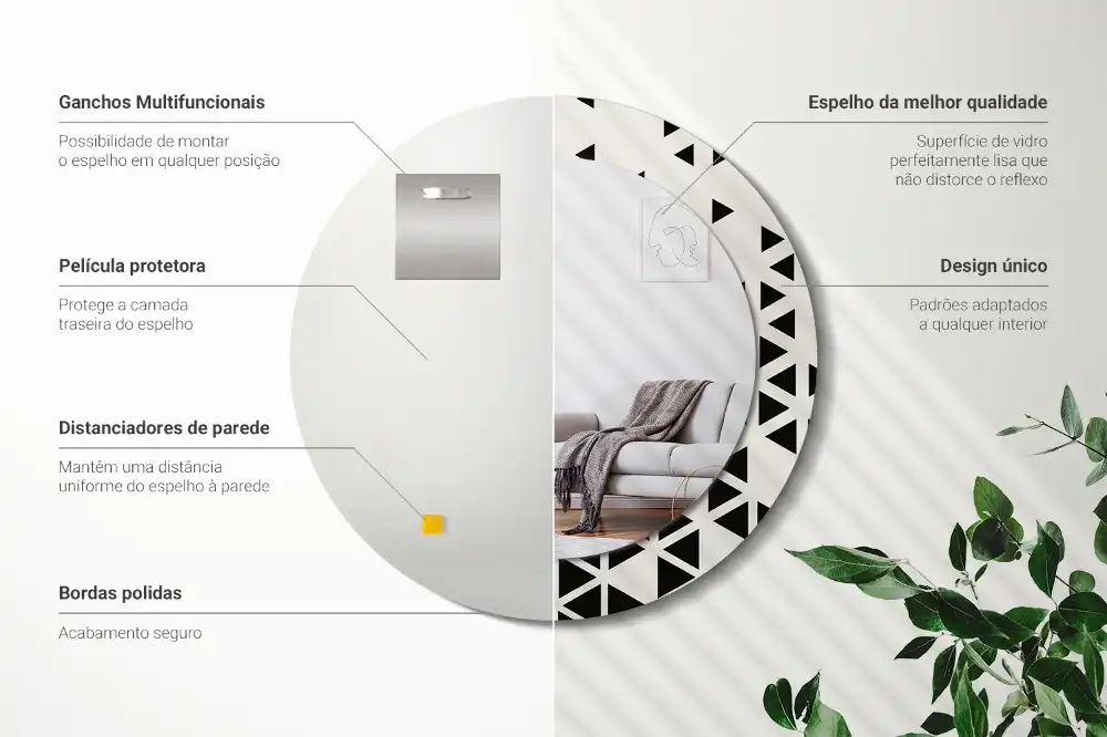 Specchio circolare stampato Astrazione geometrica