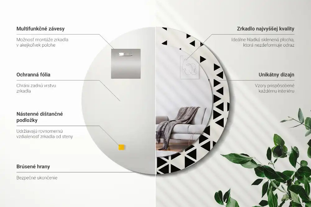 Specchio circolare stampato Astrazione geometrica