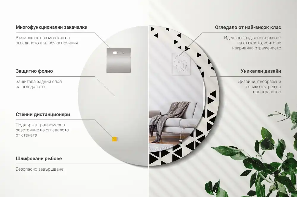 Specchio circolare stampato Astrazione geometrica