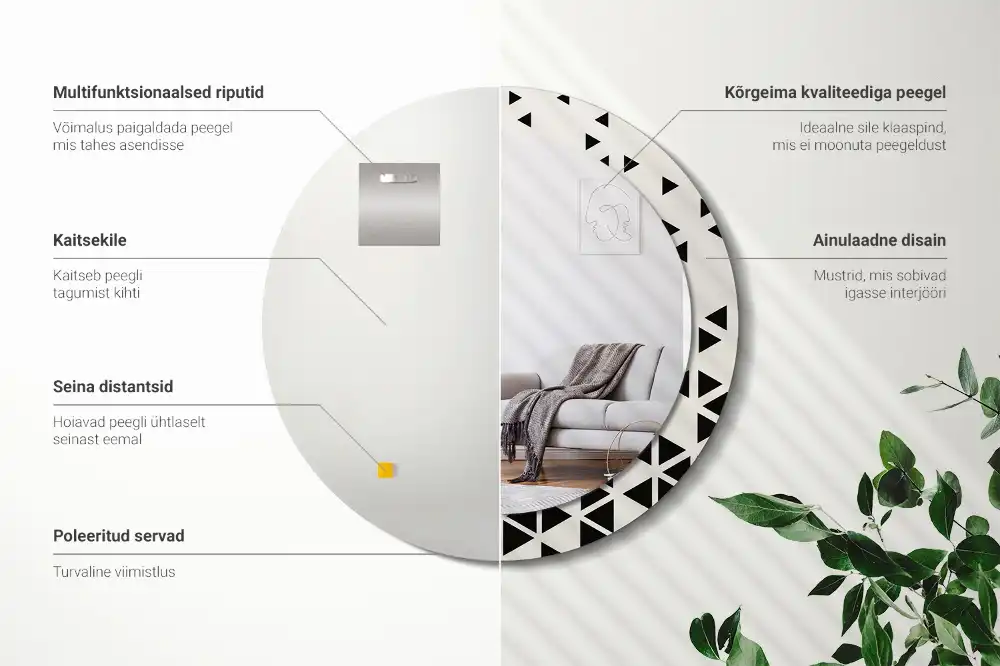 Specchio circolare stampato Astrazione geometrica