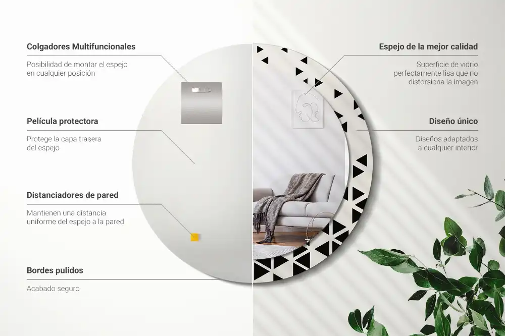 Specchio circolare stampato Astrazione geometrica