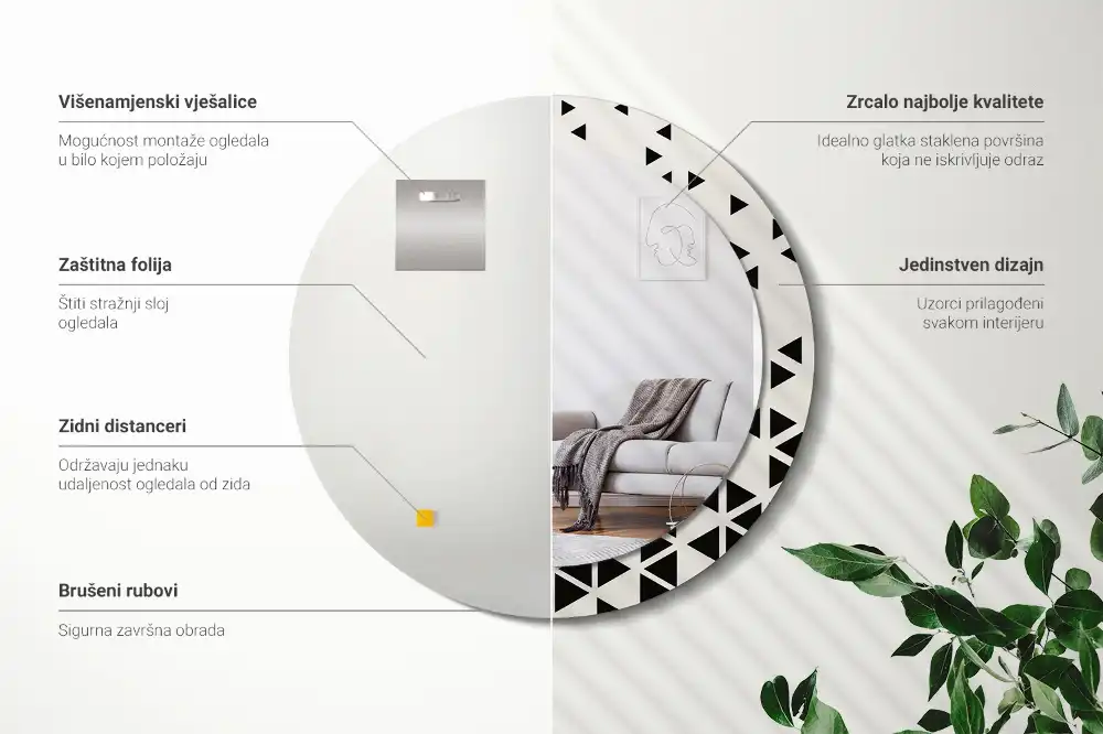 Specchio circolare stampato Astrazione geometrica