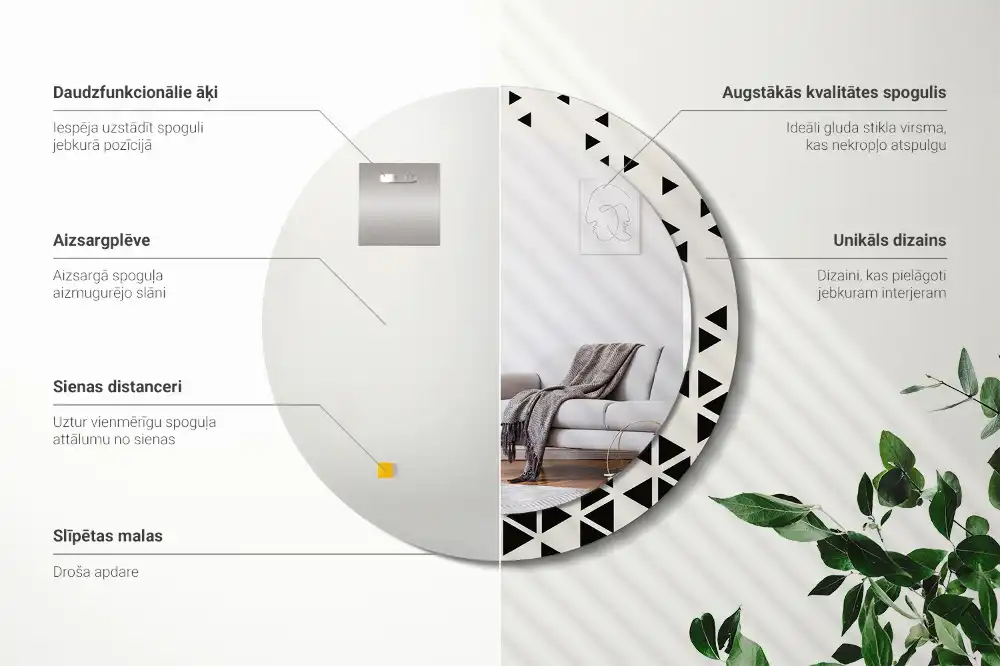 Specchio circolare stampato Astrazione geometrica