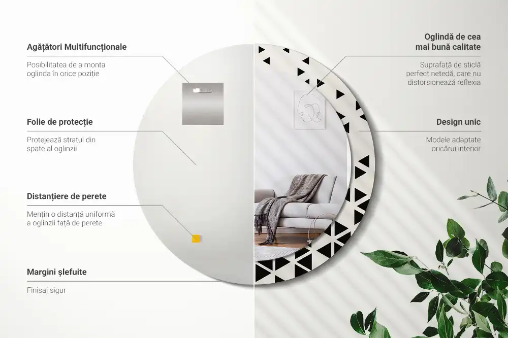 Specchio circolare stampato Astrazione geometrica