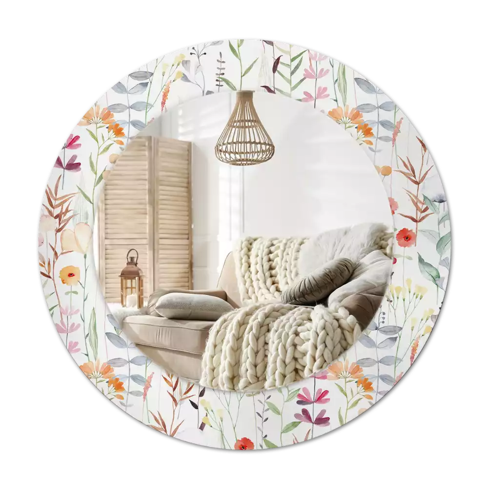 Specchio circolare stampato Fiori selvatici