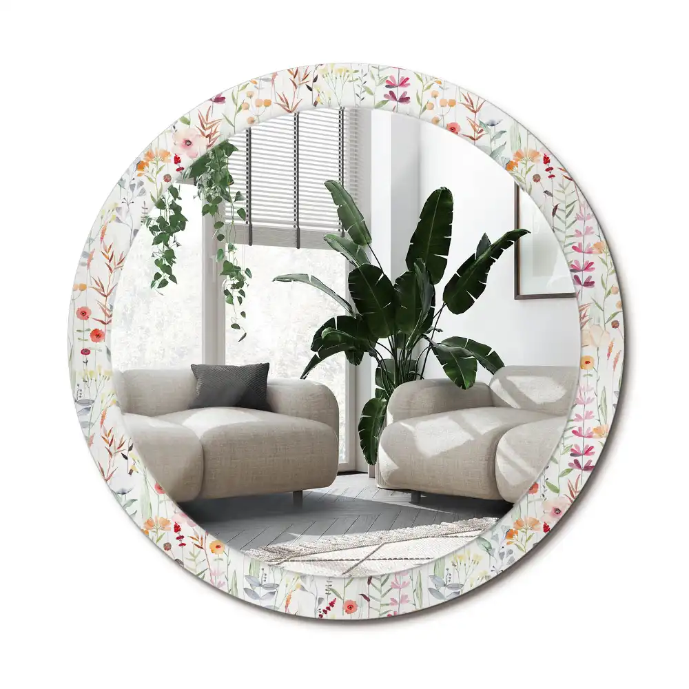 Specchio circolare stampato Fiori selvatici