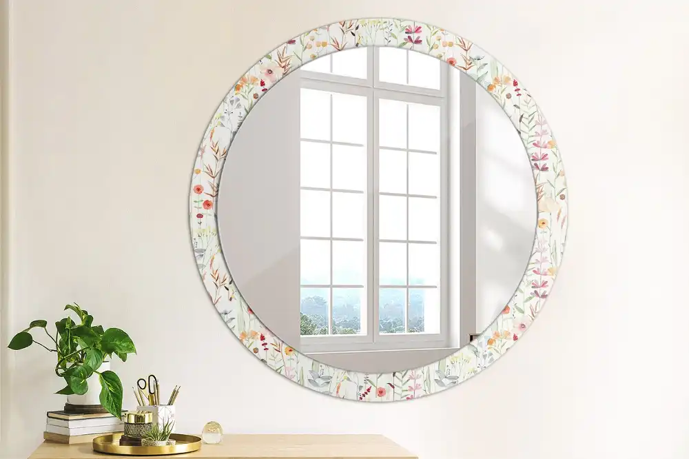 Specchio circolare stampato Fiori selvatici