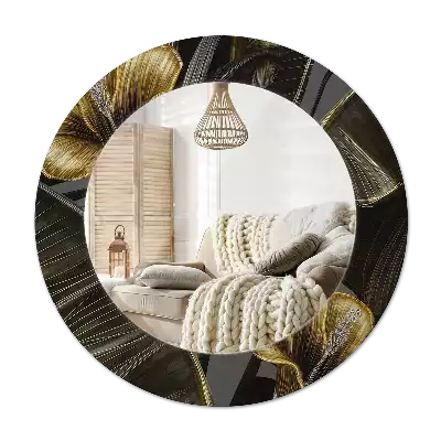 Specchio rotondo con cornice stampata fiori di ibisco