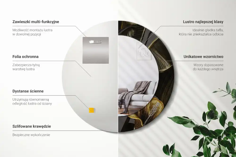 Specchio rotondo con cornice stampata fiori di ibisco