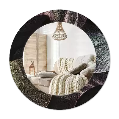 Specchio circolare stampato Foglie tropicali scure